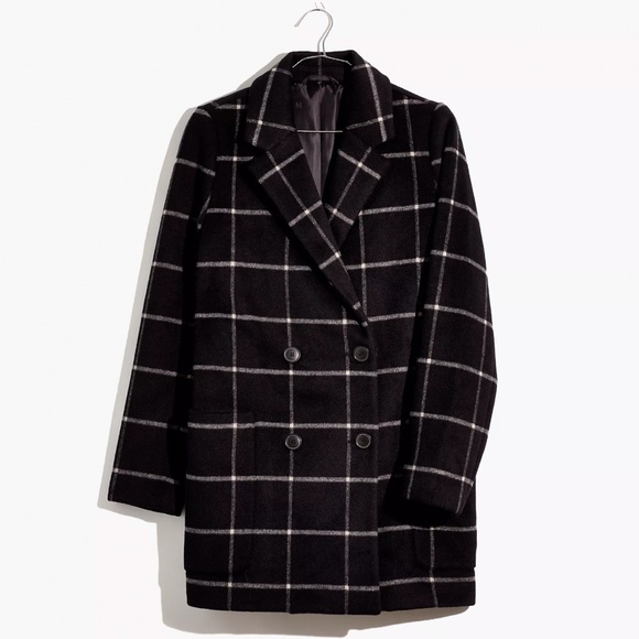 Madewell Jackets & Blazers - Madewell Hollis Double-Breasted Coat in Windowpane Sz M